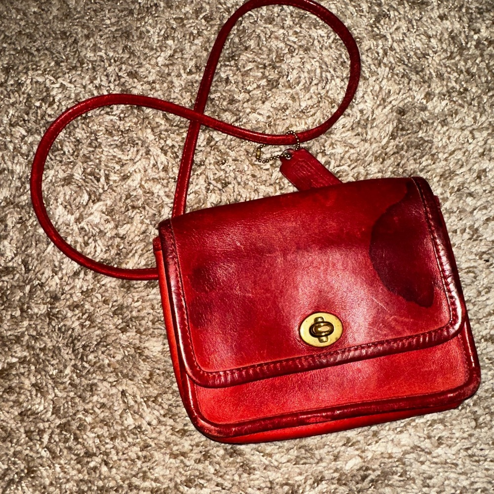 Coach Red Leather Crossbody Bag